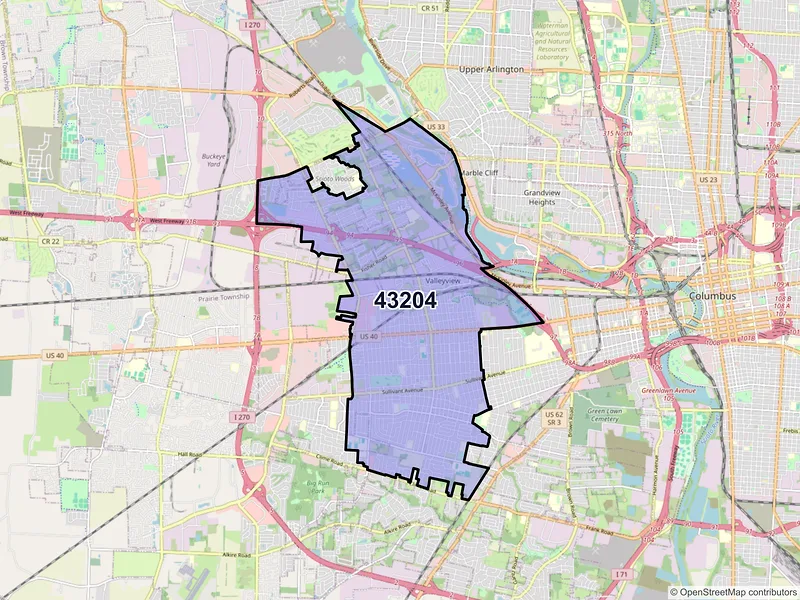 Map of ZIP Code 43204 — Columbus, OH