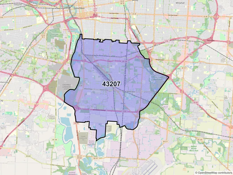 Map of ZIP Code 43207 — Columbus, OH
