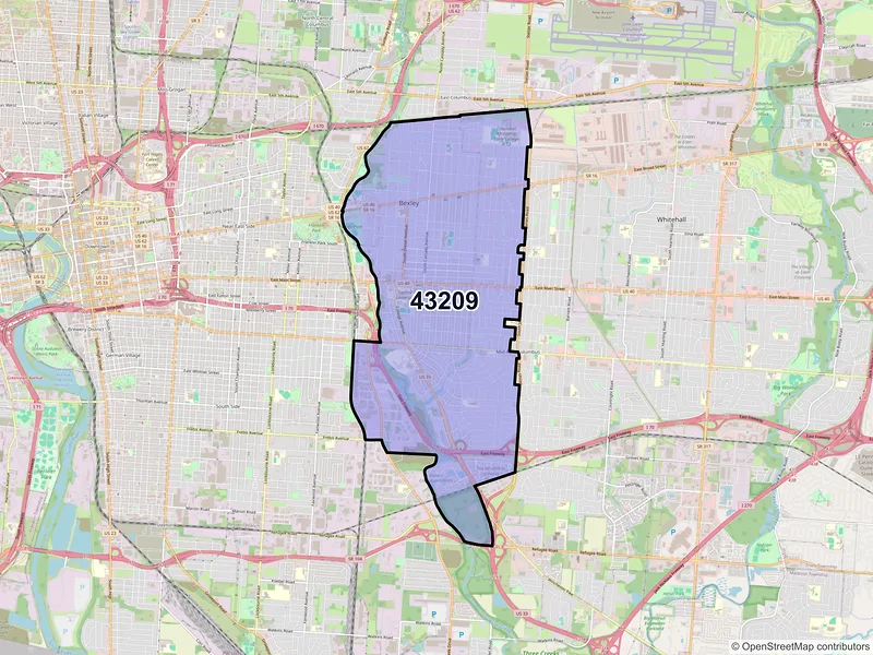 Map of ZIP Code 43209 — Columbus, OH
