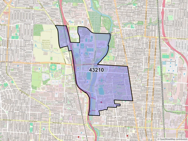 Map of ZIP Code 43210 — Columbus, OH