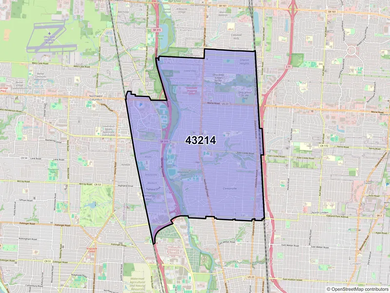 Map of ZIP Code 43214 — Columbus, OH