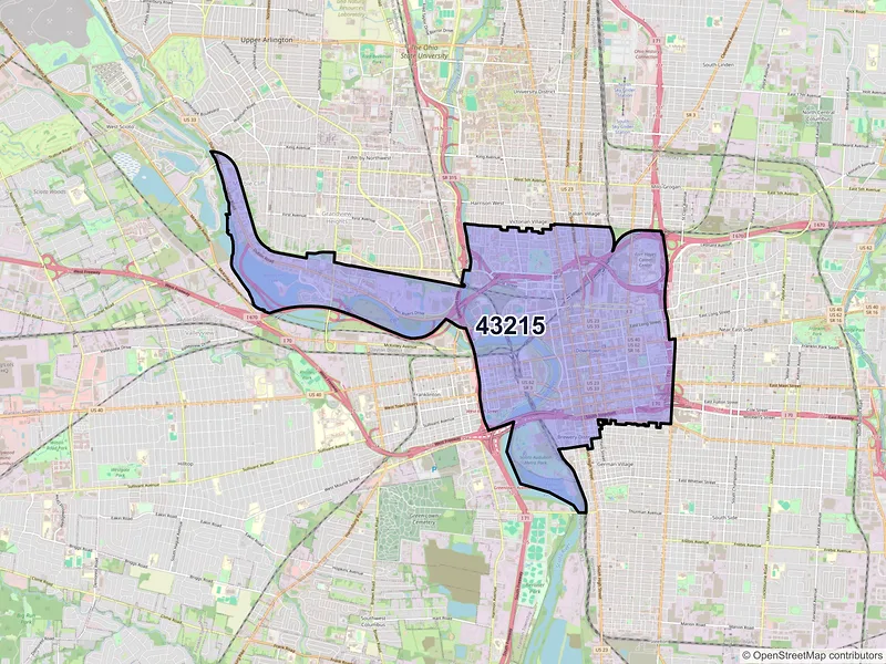 Map of ZIP Code 43215 — Columbus, OH