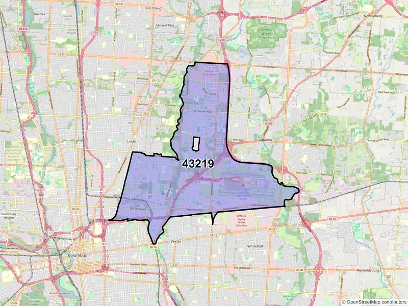 Map of ZIP Code 43219 — Columbus, OH