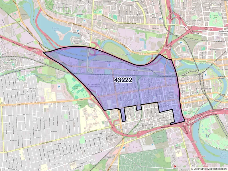 Map of ZIP Code 43222 — Columbus, OH