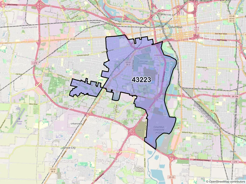 Map of ZIP Code 43223 — Columbus, OH