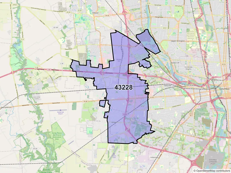 Map of ZIP Code 43228 — Columbus, OH