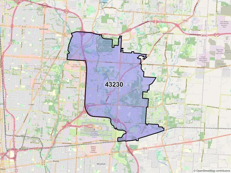 Map of ZIP Code 43230 — Columbus, OH