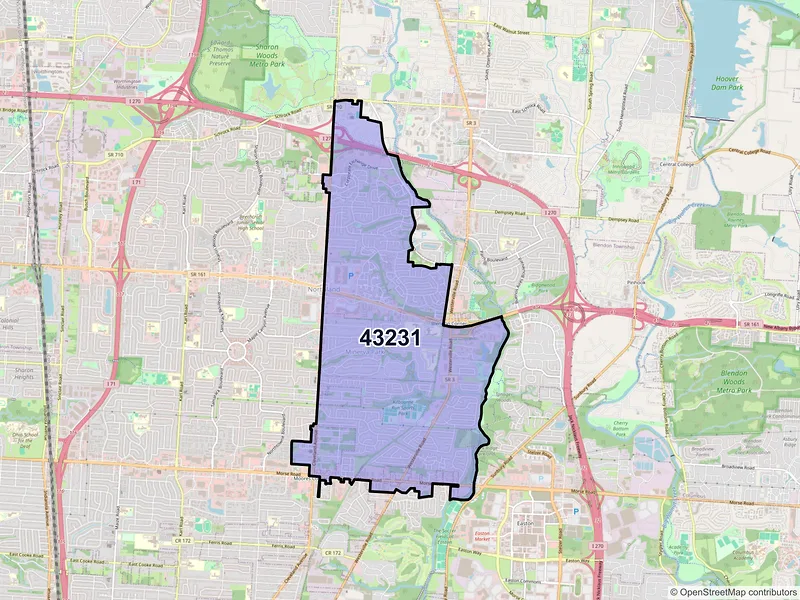 Map of ZIP Code 43231 — Columbus, OH