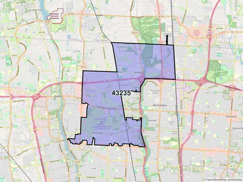 Map of ZIP Code 43235 — Columbus, OH