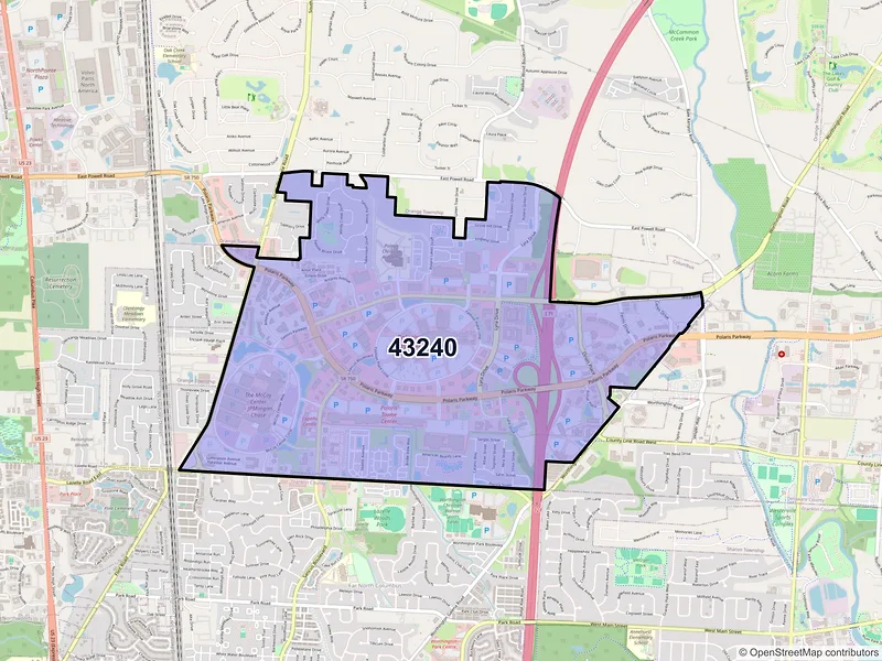 Map of ZIP Code 43240 — Columbus, OH