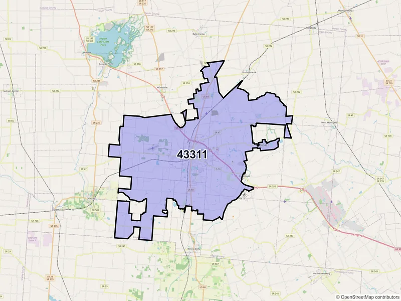 Map of ZIP Code 43311 — Bellefontaine, OH
