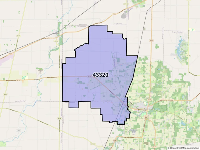 Map of Edison, Ohio and ZIP codes