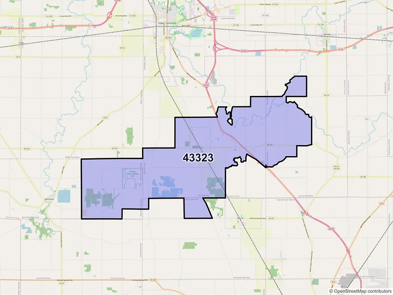Map of ZIP Code 43323 — Harpster, OH