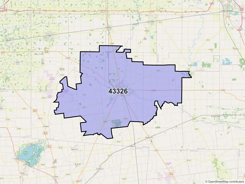 Map of ZIP Code 43326 — Kenton, OH