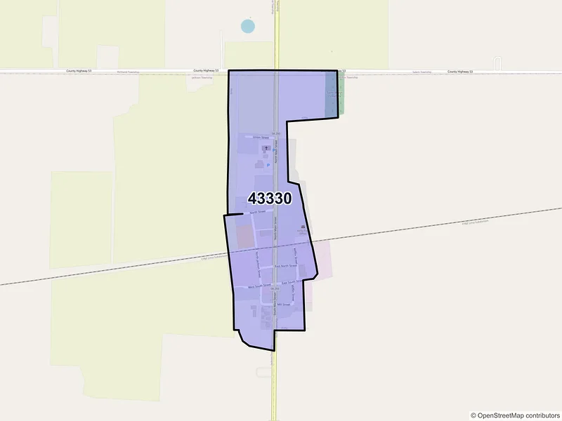 Map of Kirby, Ohio and ZIP codes