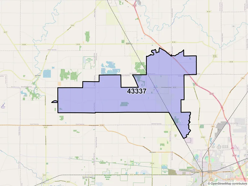 Map of ZIP Code 43337 — Morral, OH