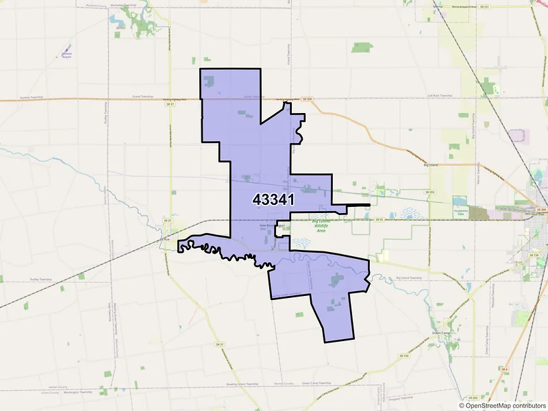 Map of ZIP Code 43341 — New Bloomington, OH