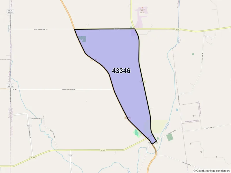Map of Roundhead, Ohio and ZIP codes