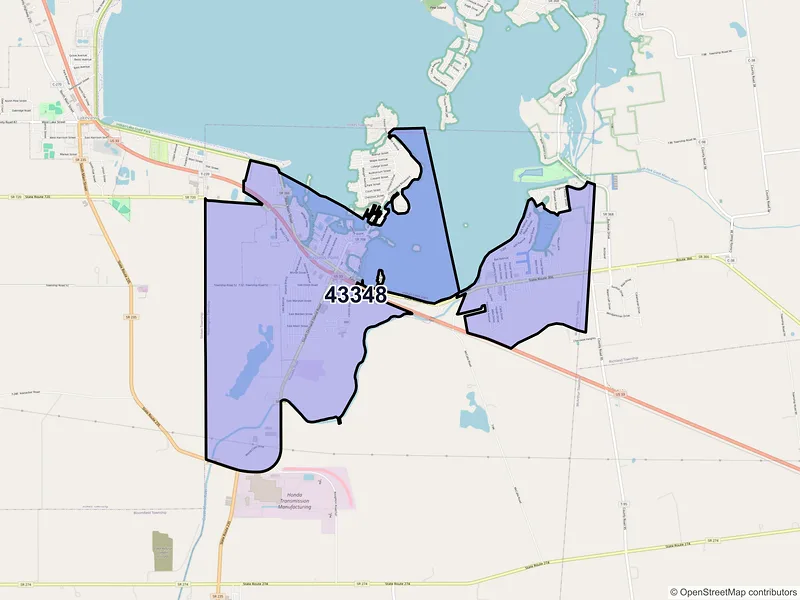 Map of ZIP Code 43348 — Russells Point, OH