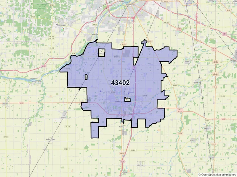 Map of ZIP Code 43402 — Bowling Green, OH