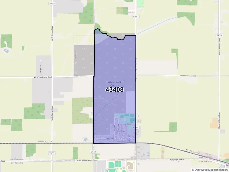 Map of Clay Center, Ohio and ZIP codes