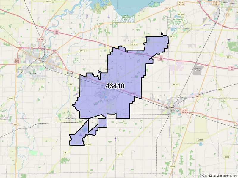 Map of ZIP Code 43410 — Clyde, OH