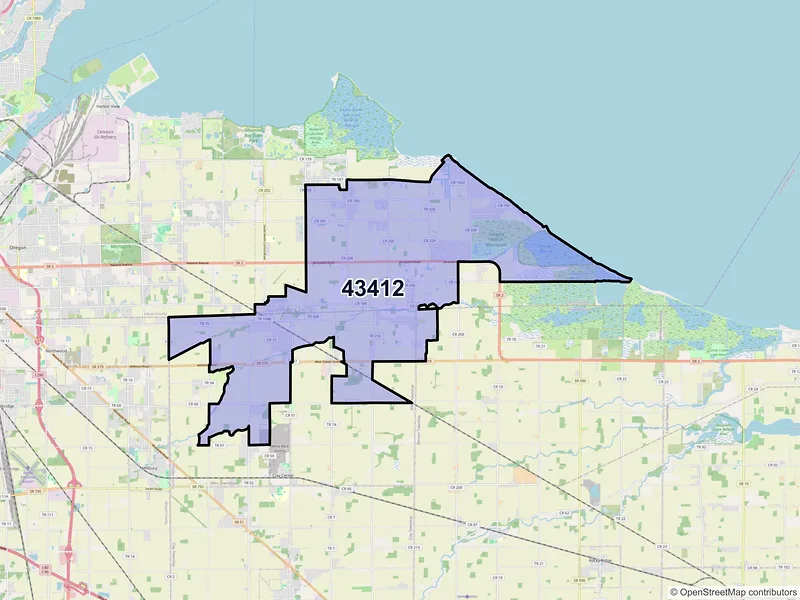 Map of ZIP Code 43412 — Curtice, OH