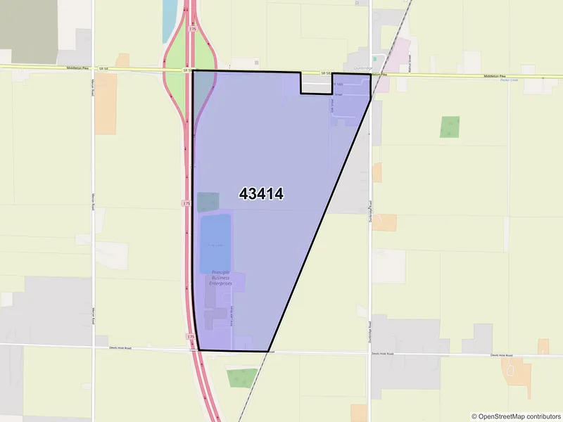 Map of Dunbridge, Ohio and ZIP codes
