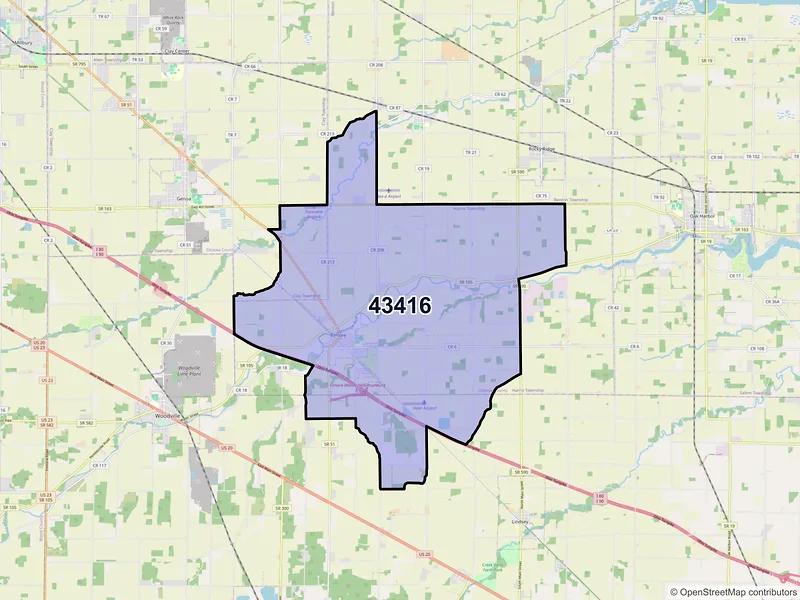 Map of ZIP Code 43416 — Elmore, OH