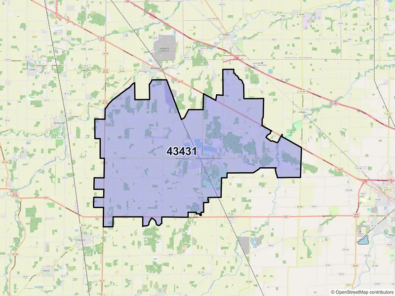 Map of ZIP Code 43431 — Gibsonburg, OH