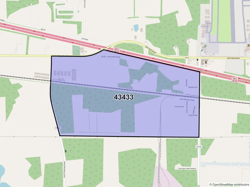 Map of Gypsum, Ohio and ZIP codes
