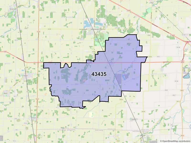 Map of ZIP Code 43435 — Helena, OH