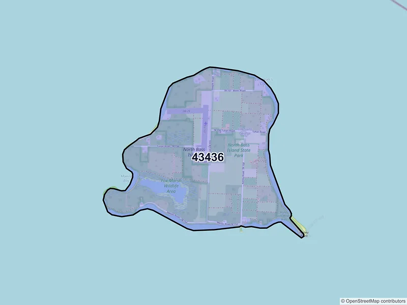 Map of ZIP Code 43436 — Isle Saint George, OH