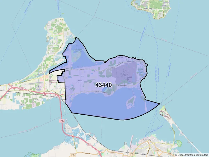 Map of ZIP Code 43440 — Lakeside Marblehead, OH