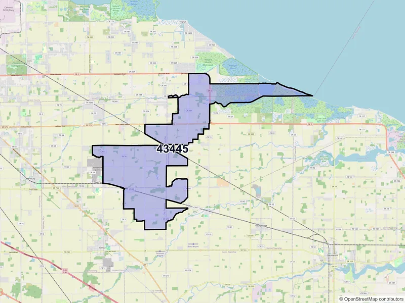 Map of ZIP Code 43445 — Martin, OH