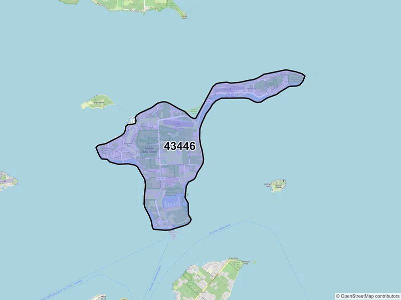 Map of Middle Bass, Ohio and ZIP codes