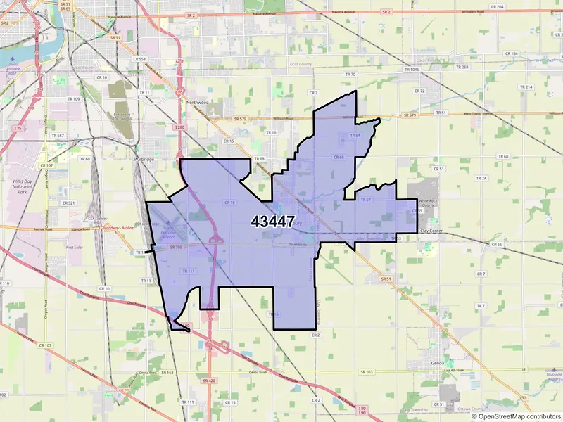 Map of ZIP Code 43447 — Millbury, OH