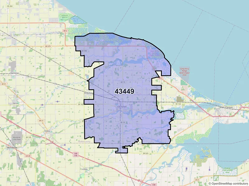 Map of ZIP Code 43449 — Oak Harbor, OH