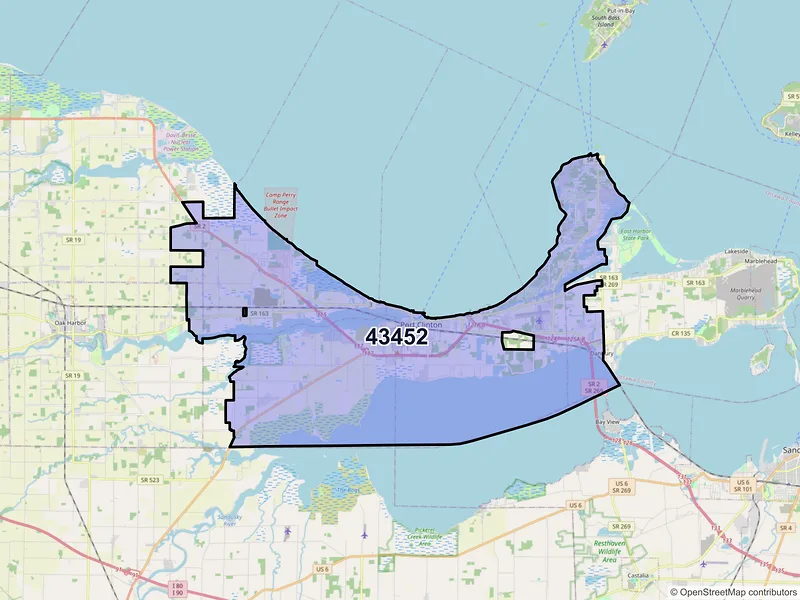 Map of ZIP Code 43452 — Port Clinton, OH