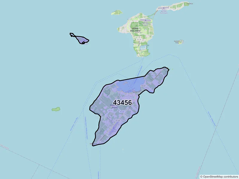 Map of Put in Bay, Ohio and ZIP codes
