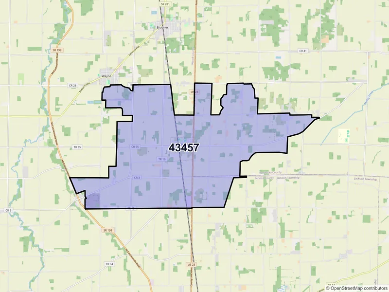 Map of Risingsun, Ohio and ZIP codes