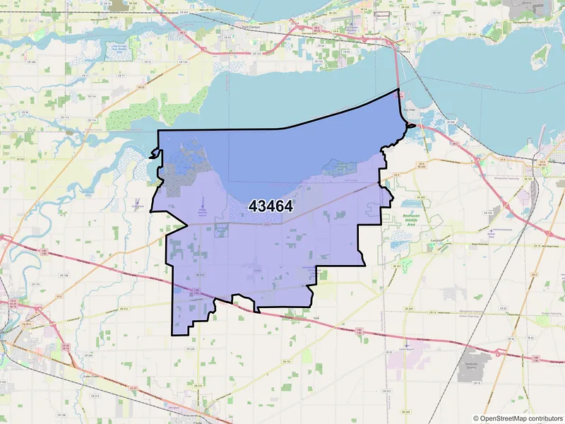 Map of Vickery, Ohio and ZIP codes