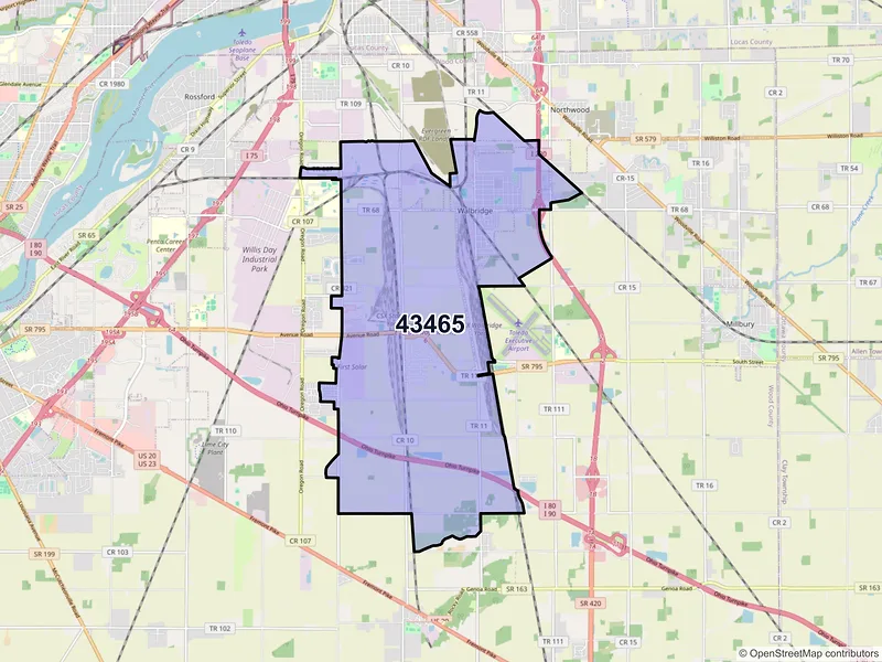 Map of ZIP Code 43465 — Walbridge, OH