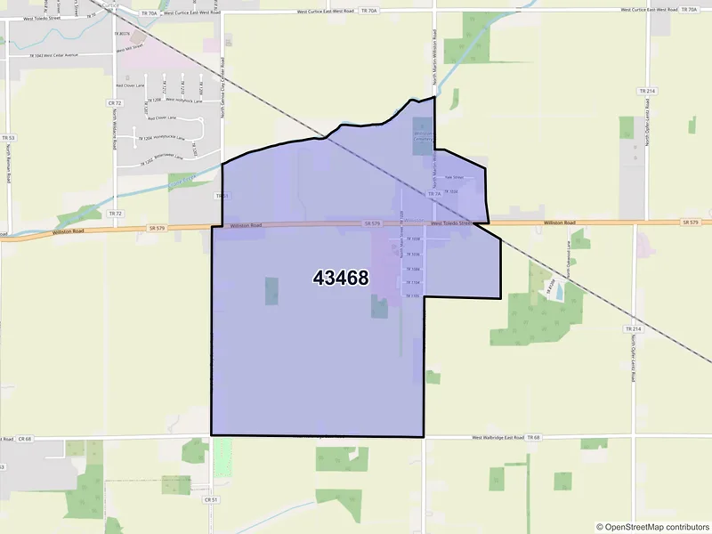 Map of Williston, Ohio and ZIP codes