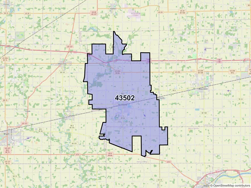 Map of ZIP Code 43502 — Archbold, OH