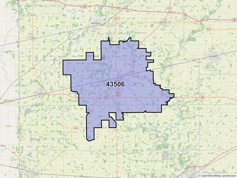 Map of ZIP Code 43506 — Bryan, OH