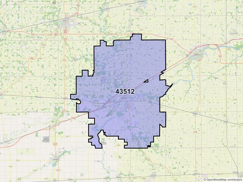 Map of ZIP Code 43512 — Defiance, OH