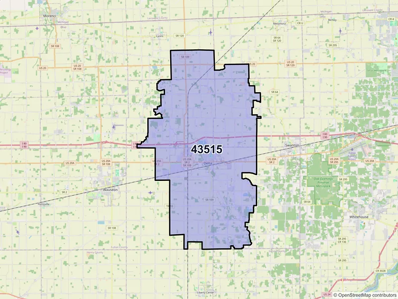 Map of ZIP Code 43515 — Delta, OH