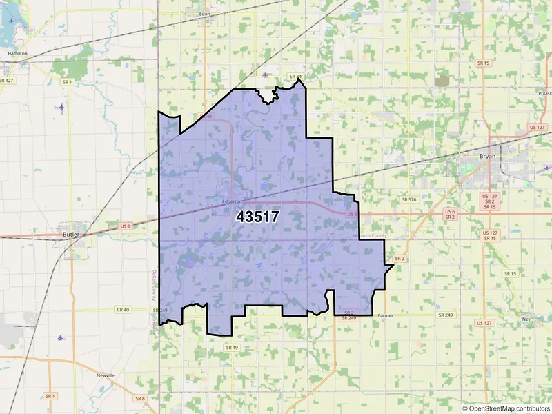 Map of ZIP Code 43517 — Edgerton, OH