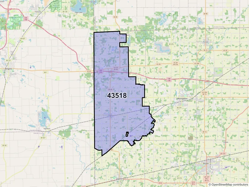 Map of ZIP Code 43518 — Edon, OH